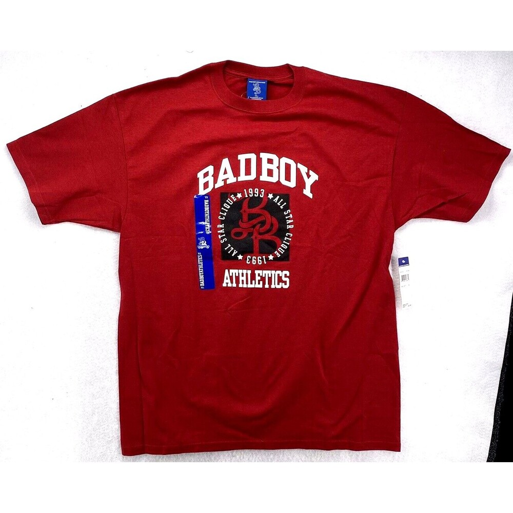 Bad Boy Tee Shirt Men's Size XL Vintage 1990's Athletics Red 3D Graphic Retro